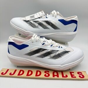 Adidas Adizero Impact Baseball Cleats White Black Royal Blue ID0974 Men’s Sz 10